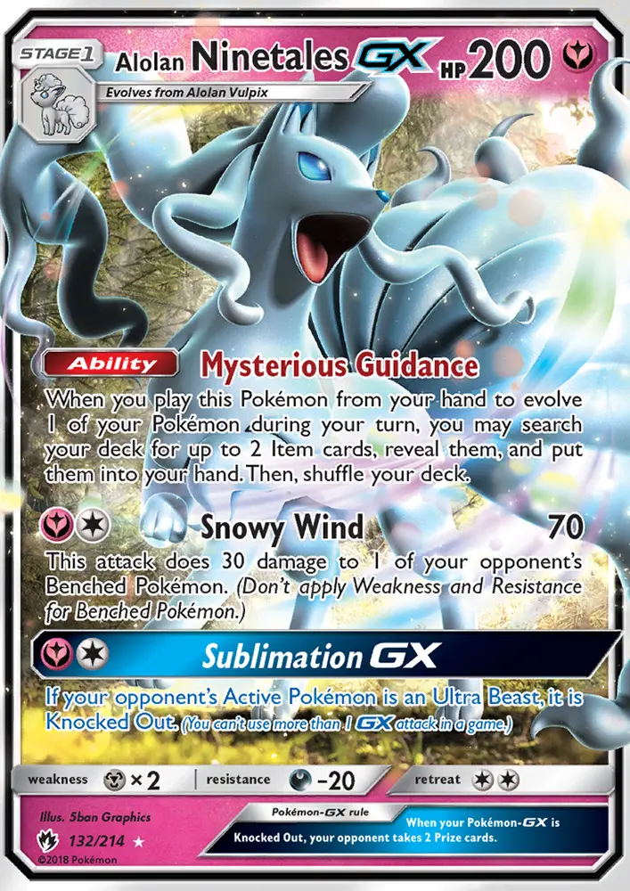 Alolan Ninetales-GX 132 — Lost Thunder 132, Holofoil finish