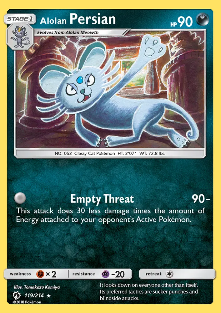 Alolan Persian 119 card from Lost Thunder