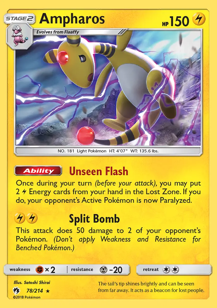Ampharos 78 — Lost Thunder 78, Holofoil finish