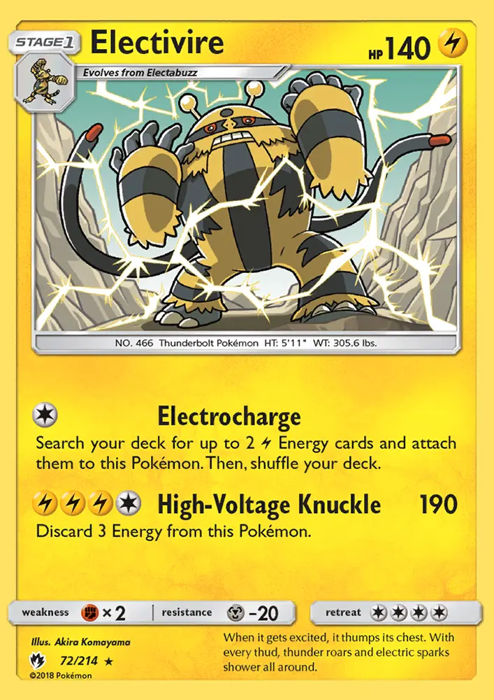 Electivire 72 card from Lost Thunder
