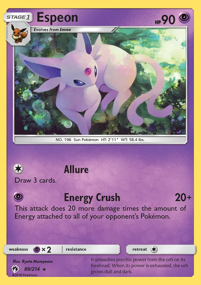 Espeon 89 card from Lost Thunder
