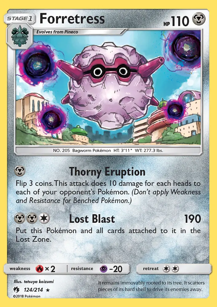 Forretress 124 — Lost Thunder 124, Normal finish