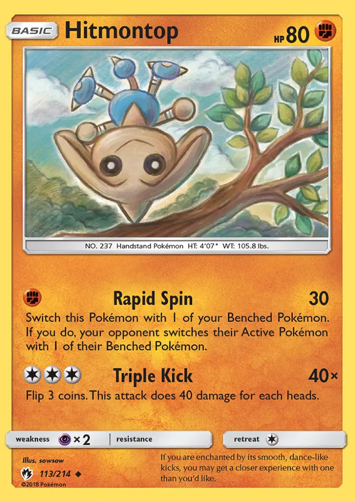 Hitmontop 113 card from Lost Thunder