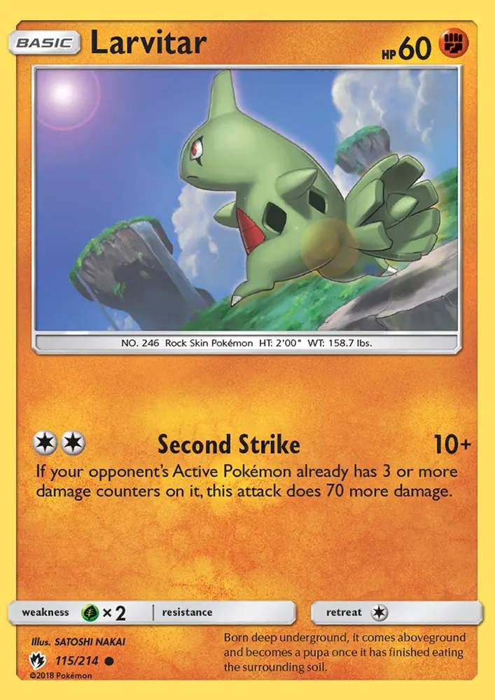 Larvitar 115 card from Lost Thunder