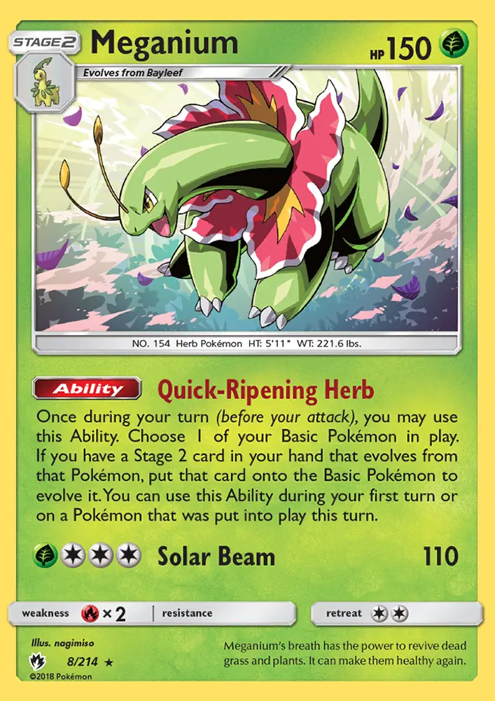 Meganium 8 — Lost Thunder 8, Holofoil finish