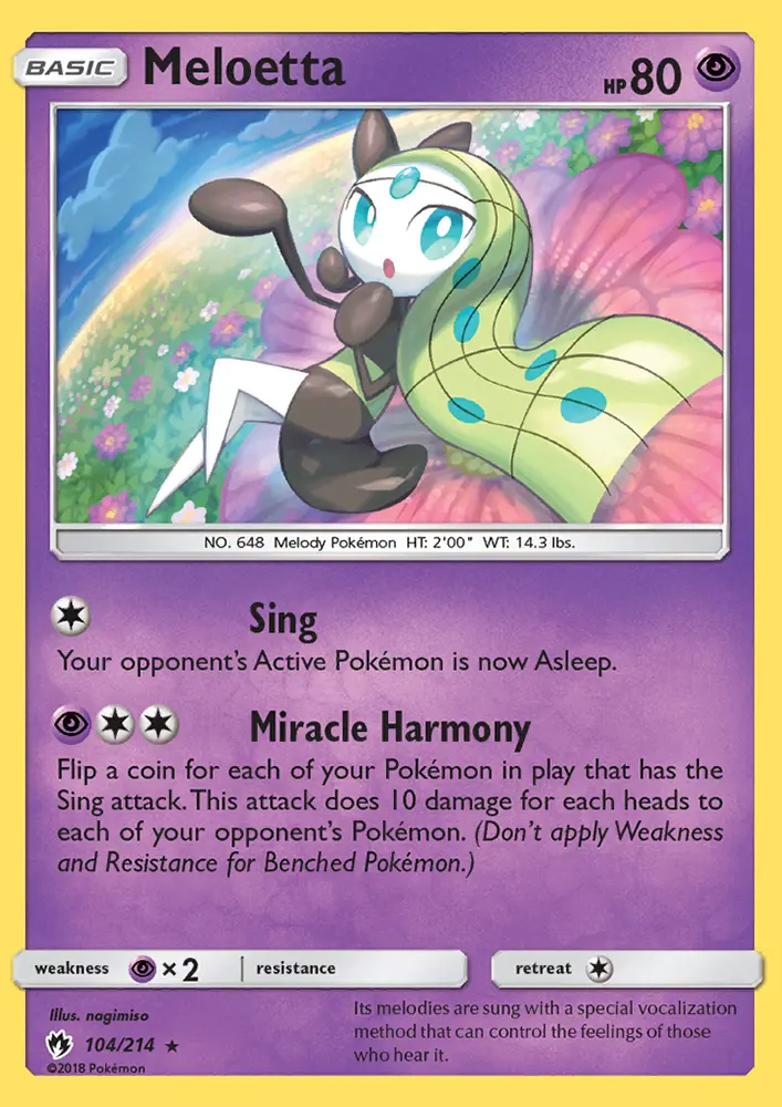 Meloetta 104 card from Lost Thunder