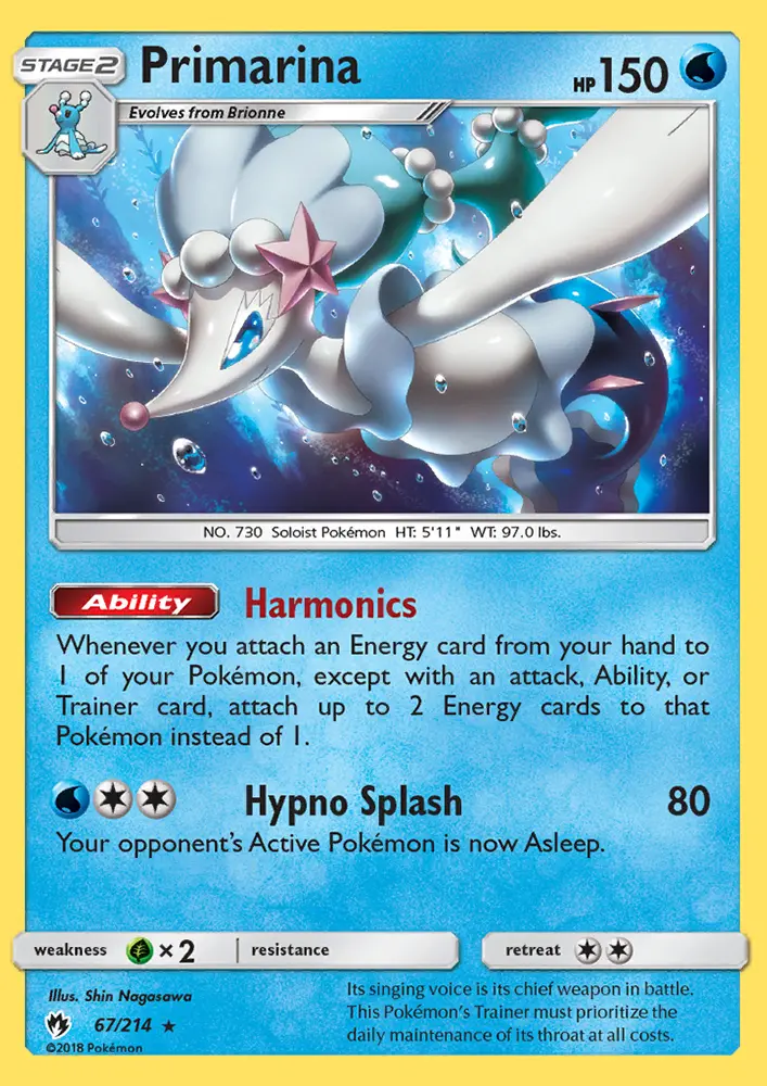 Primarina 67 card from Lost Thunder