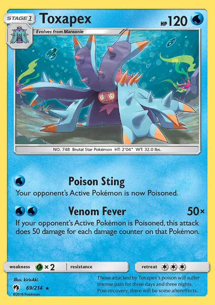 Toxapex 69 card from Lost Thunder