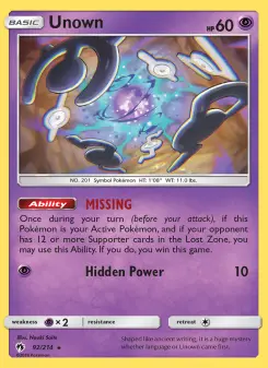 Unown — Lost Thunder #92
