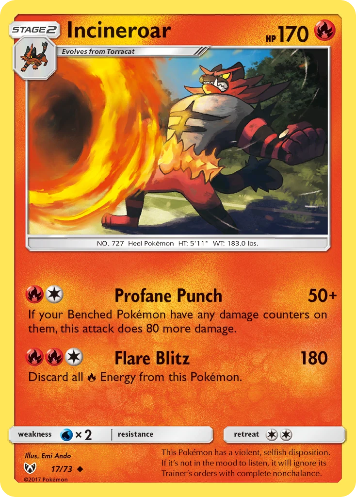 Incineroar 17 card from Shining Legends