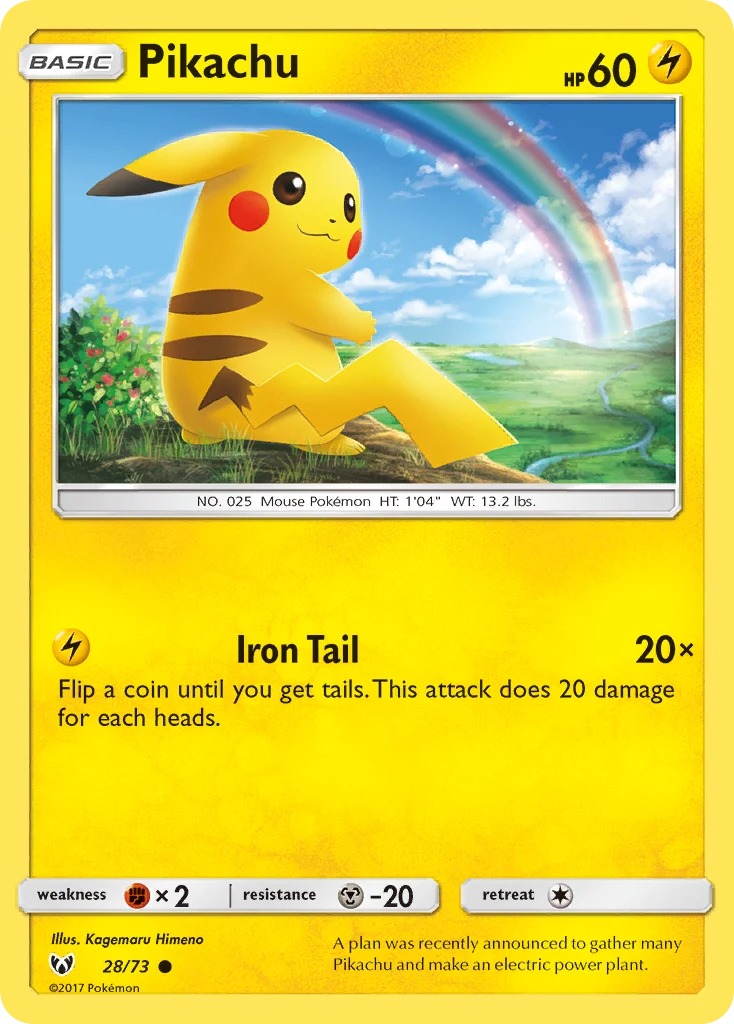 Pikachu 28 — Shining Legends 28, Normal finish