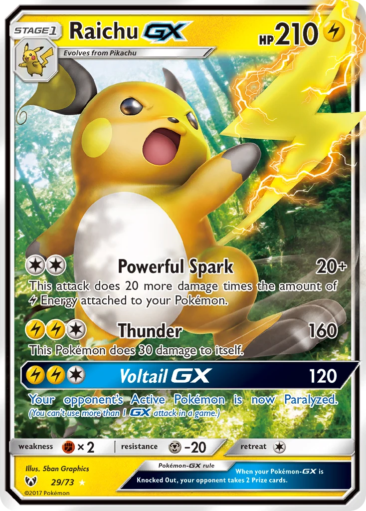 Raichu-GX 29 card from Shining Legends