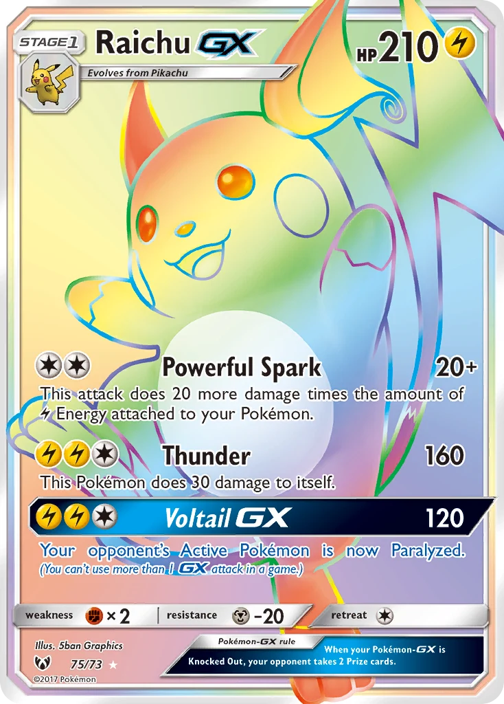 Raichu-GX 75 card from Shining Legends