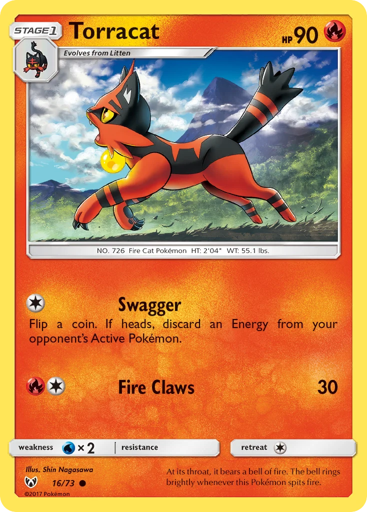 Torracat 16 card from Shining Legends