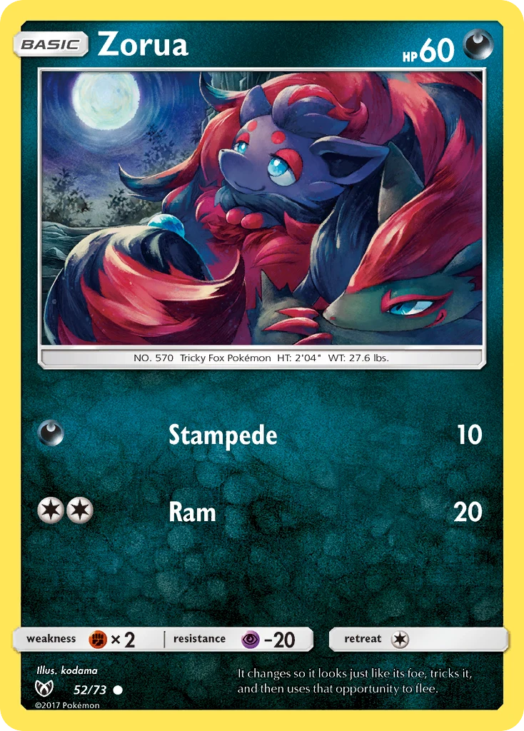 Zorua 52 — Shining Legends 52, Normal finish
