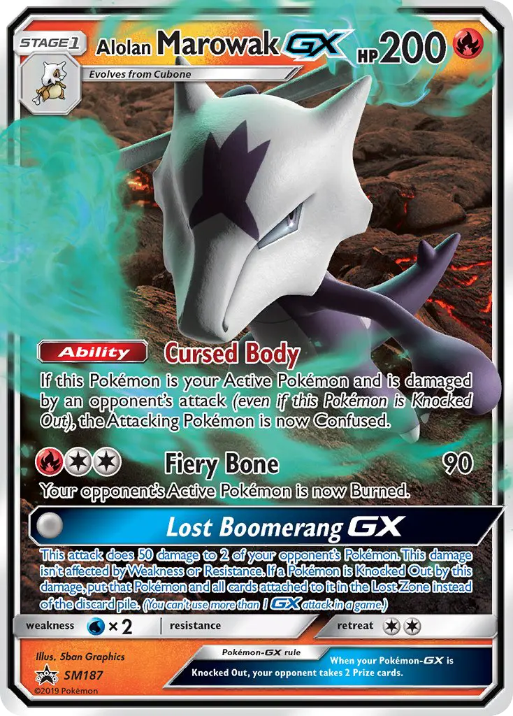 Alolan Marowak-GX SM187 — SM Black Star Promos SM187, Holofoil finish