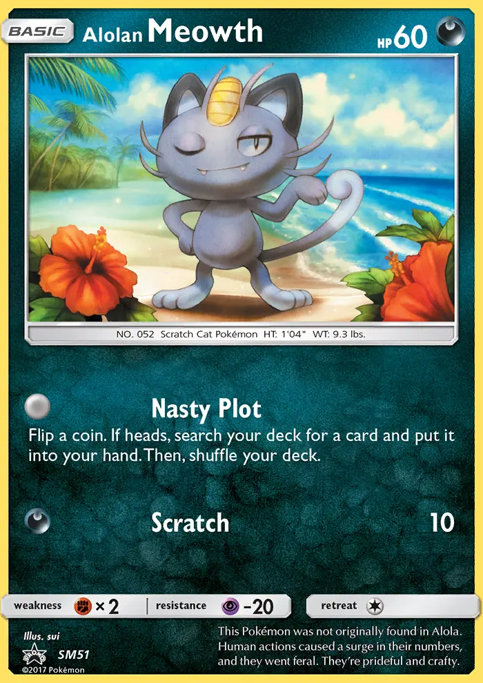 Alolan Meowth SM51 — SM Black Star Promos SM51, Holofoil finish