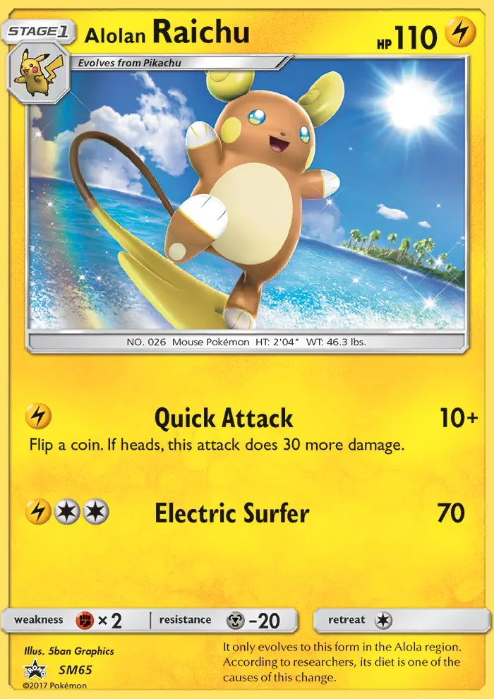 Alolan Raichu SM65 card from SM Black Star Promos
