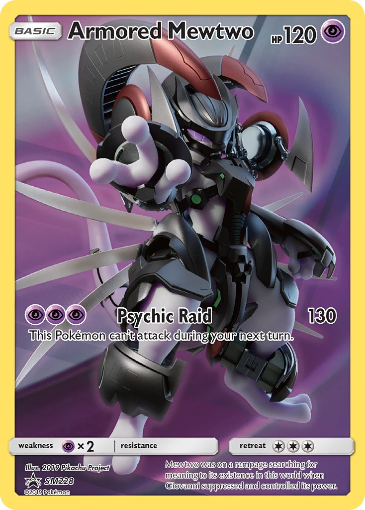 Armored Mewtwo SM228 — SM Black Star Promos SM228, Holofoil finish
