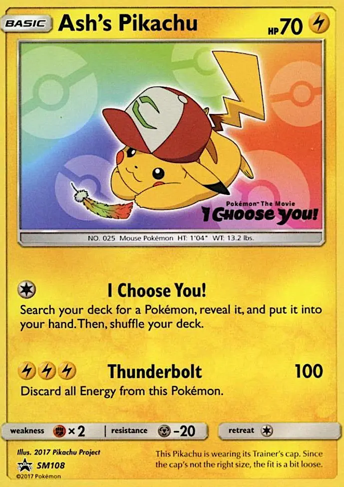 Ash's Pikachu SM108 — SM Black Star Promos SM108, Normal finish