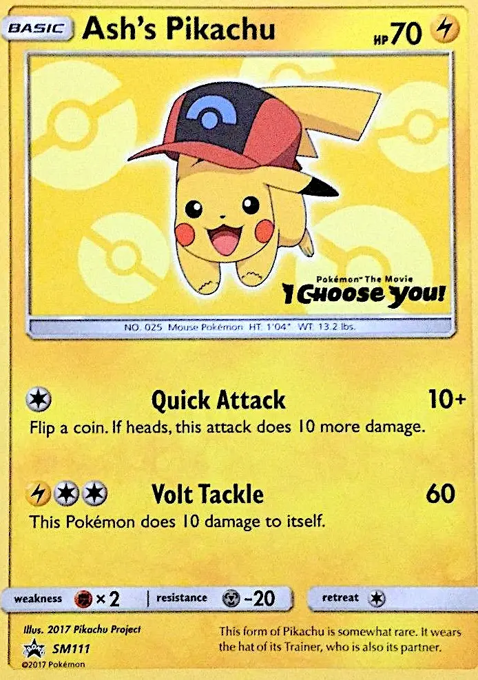 Ash's Pikachu SM111 — SM Black Star Promos SM111, Normal finish