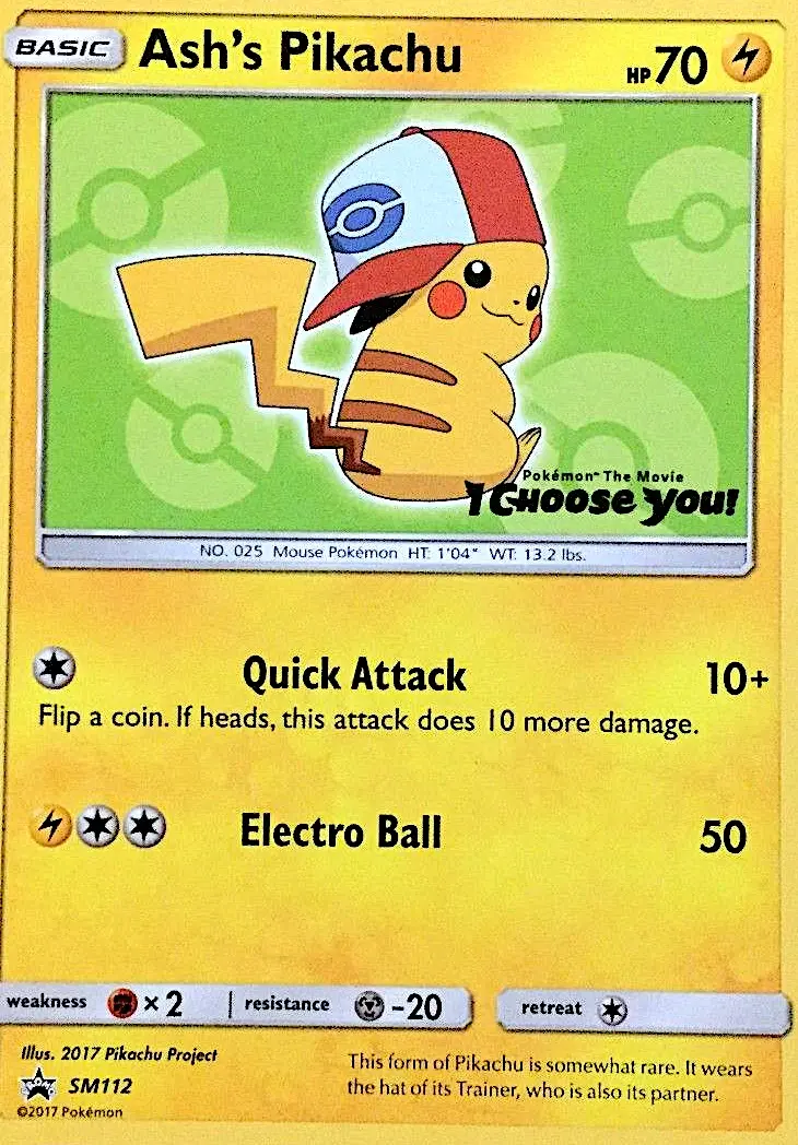 Ash's Pikachu SM112 — SM Black Star Promos SM112, Normal finish
