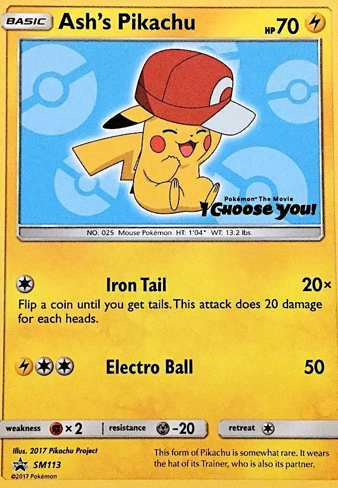 Ash's Pikachu SM113 — SM Black Star Promos SM113, Normal finish