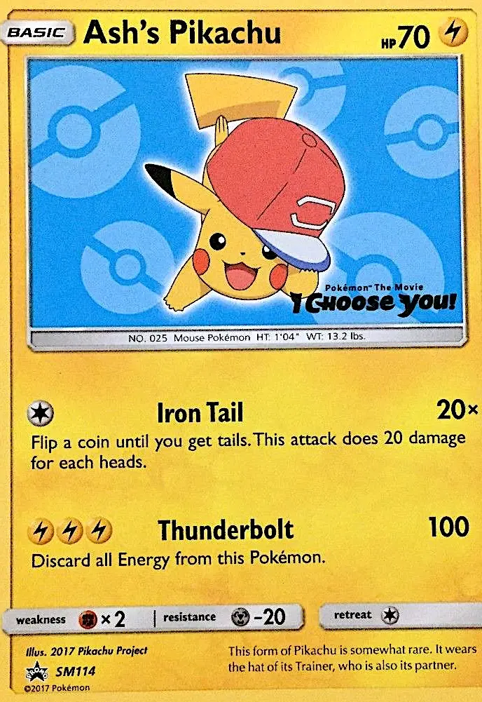 Ash's Pikachu SM114 — SM Black Star Promos SM114, Normal finish