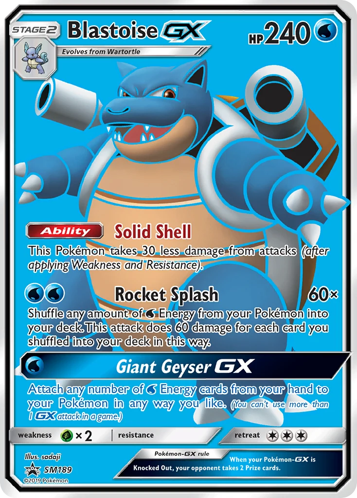 Blastoise-GX SM189 — SM Black Star Promos SM189, Holofoil finish