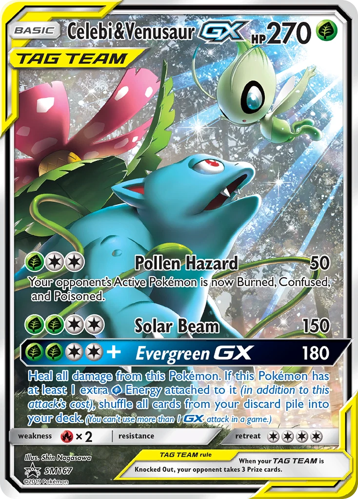 Celebi & Venusaur-GX SM167 — SM Black Star Promos SM167, Holofoil finish