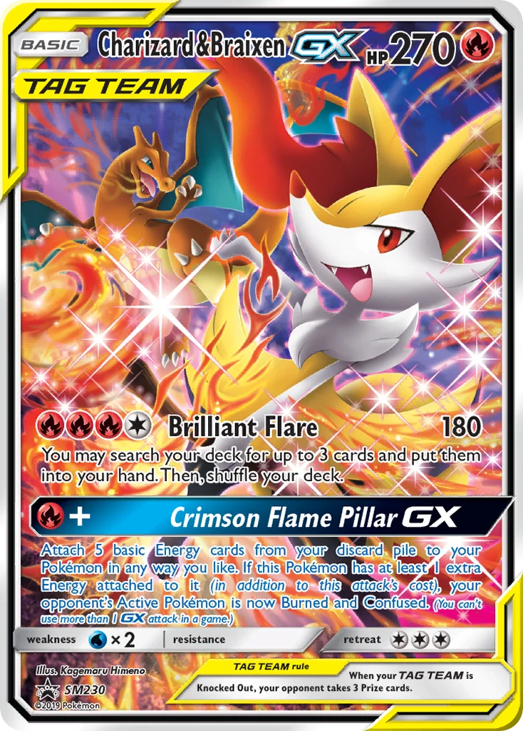Charizard & Braixen-GX SM230 card from SM Black Star Promos