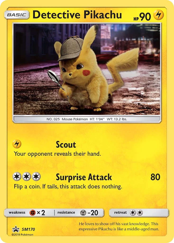Detective Pikachu SM170 — SM Black Star Promos SM170, Holofoil finish