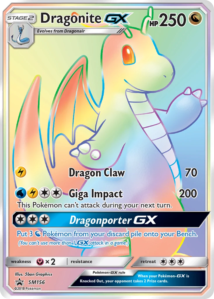 Dragonite-GX SM156 — SM Black Star Promos SM156, Holofoil finish
