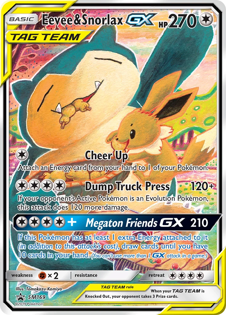 Eevee & Snorlax-GX SM169 — SM Black Star Promos SM169, Holofoil finish