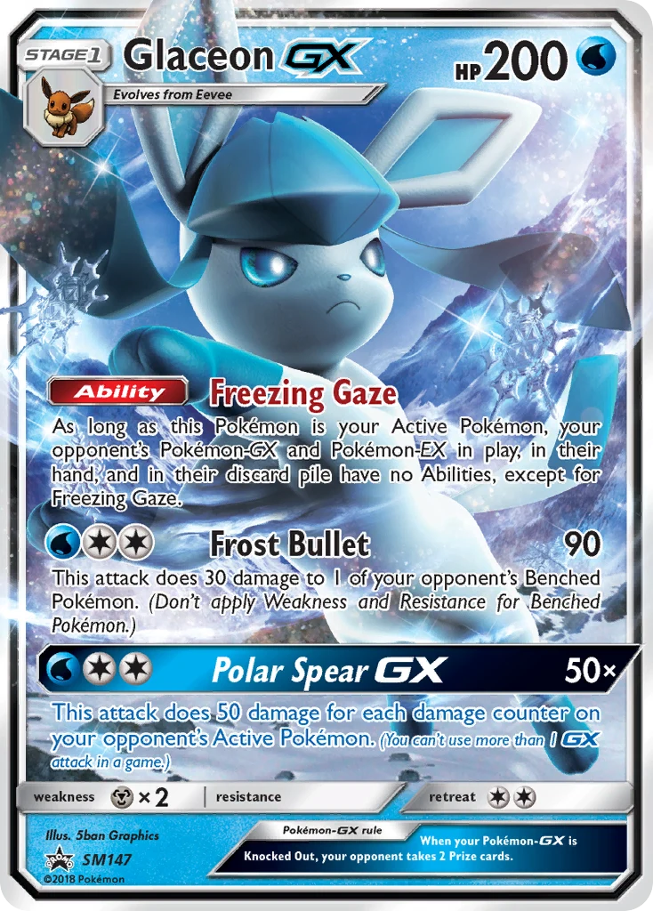 Glaceon-GX SM147 card from SM Black Star Promos