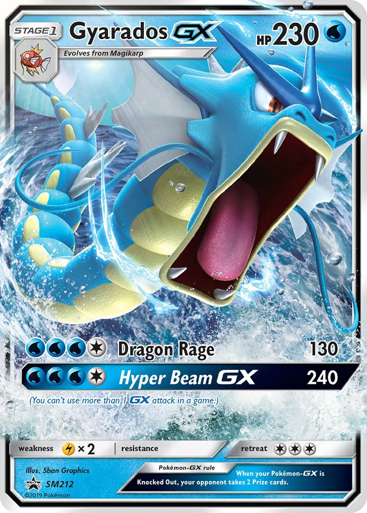 Gyarados-GX SM212 card from SM Black Star Promos