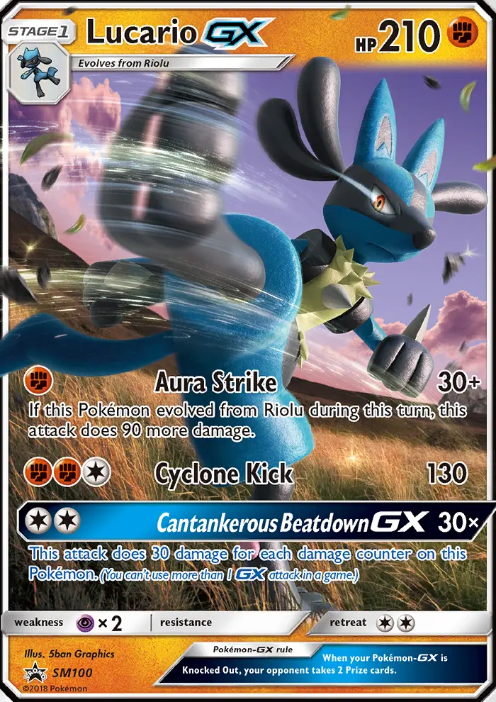 Lucario-GX SM100 card from SM Black Star Promos