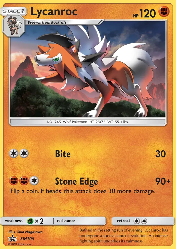 Lycanroc SM105 — SM Black Star Promos SM105, Holofoil finish