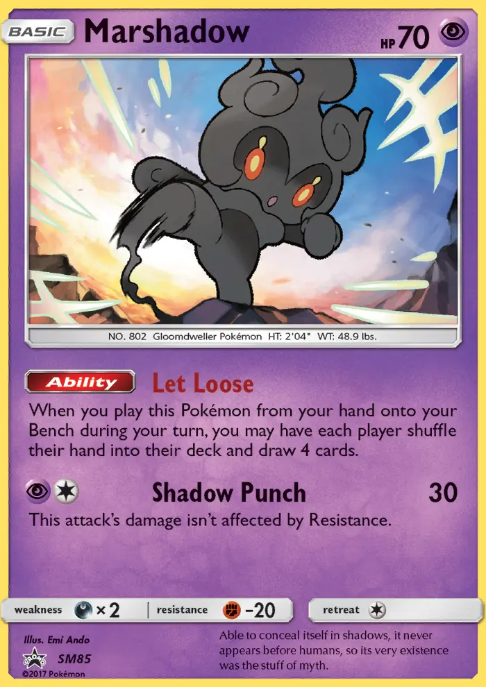 Marshadow SM85 — SM Black Star Promos SM85, Holofoil finish