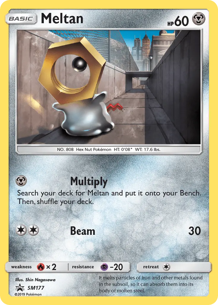 Meltan SM177 — SM Black Star Promos SM177, Holofoil finish