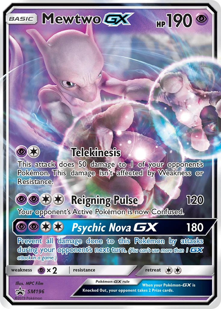 Mewtwo-GX SM196 card from SM Black Star Promos