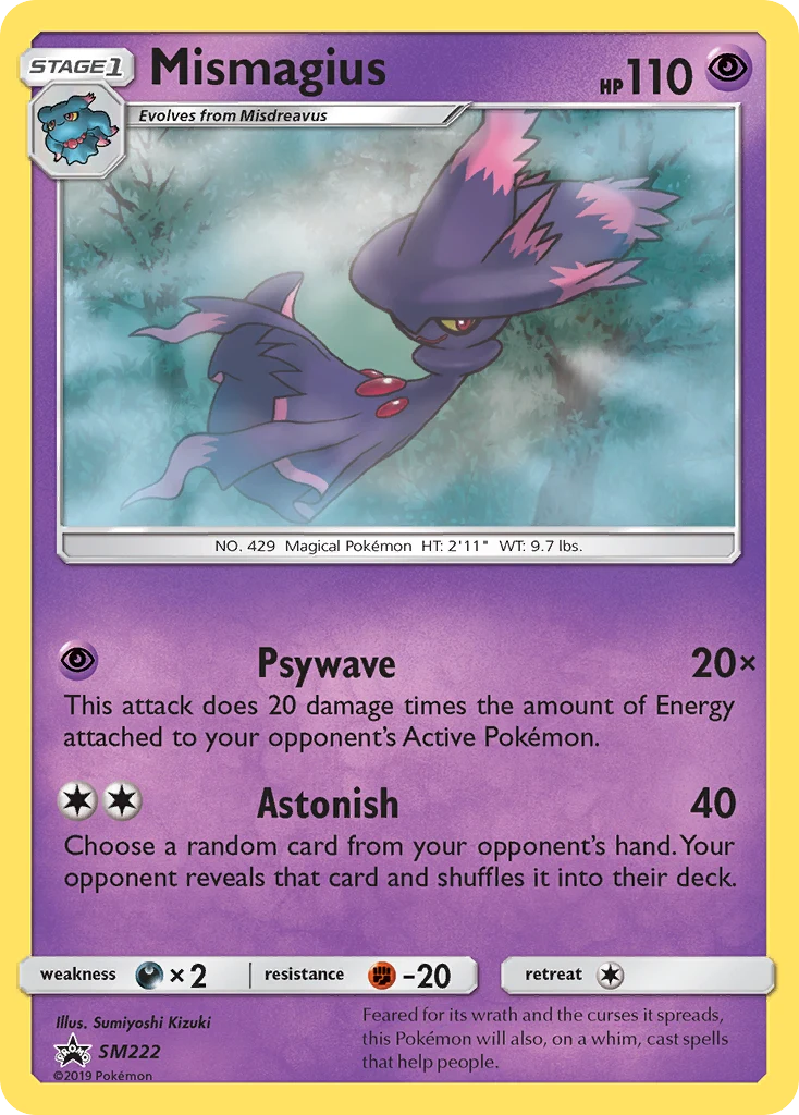 Mismagius SM222 card from SM Black Star Promos