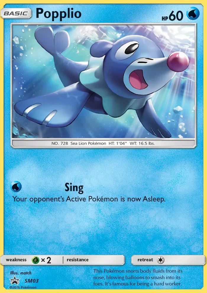 Popplio SM03 card from SM Black Star Promos