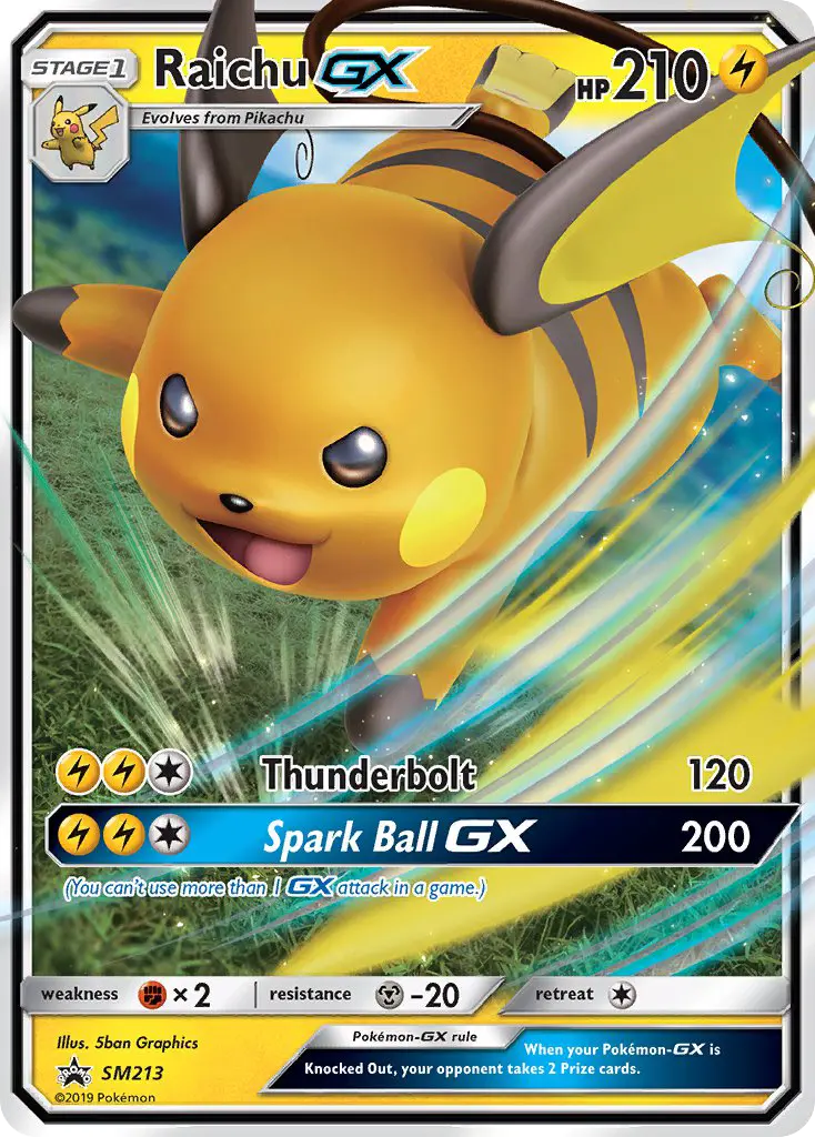 Raichu-GX SM213 card from SM Black Star Promos