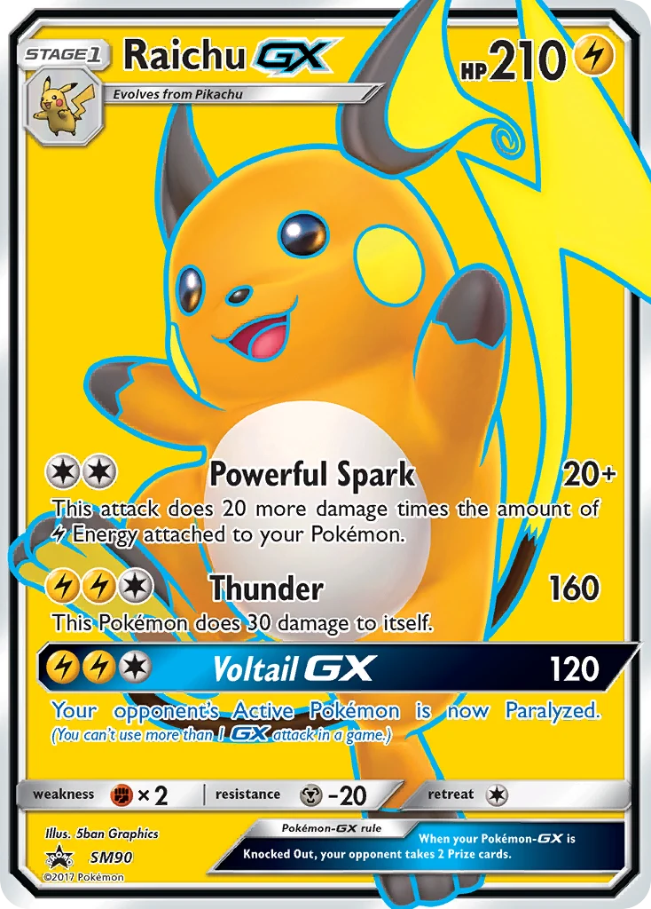 Raichu-GX SM90 card from SM Black Star Promos