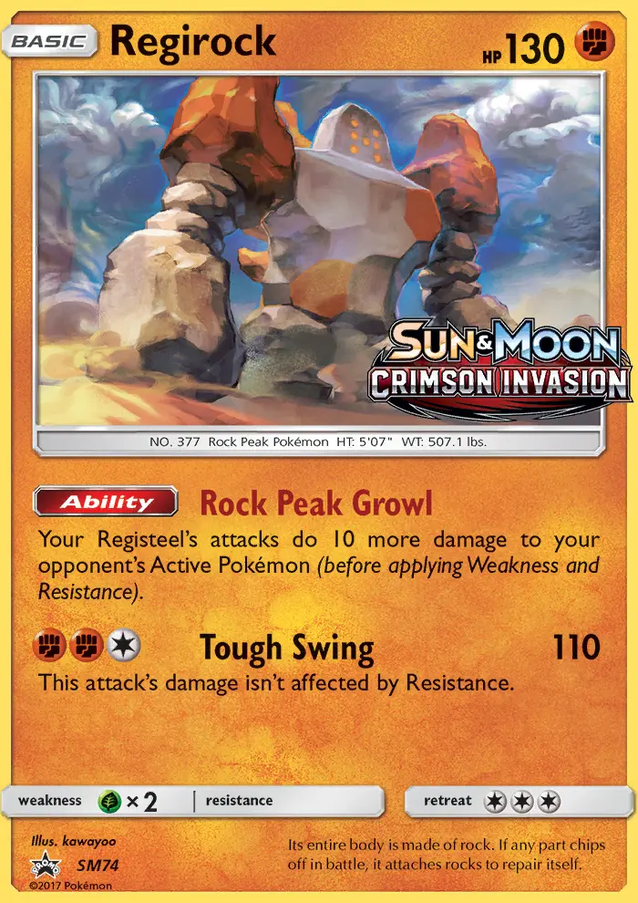 Regirock SM74 — SM Black Star Promos SM74, Holofoil finish