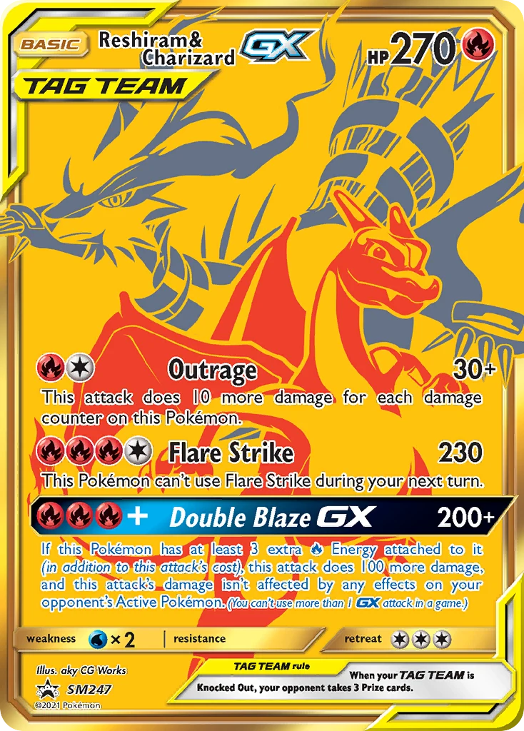 Reshiram & Charizard-GX SM247 — SM Black Star Promos SM247, Holofoil finish