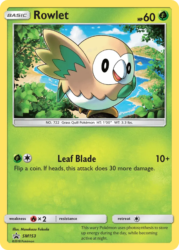 Rowlet SM153 card from SM Black Star Promos