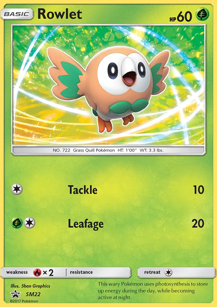 Rowlet SM22 card from SM Black Star Promos