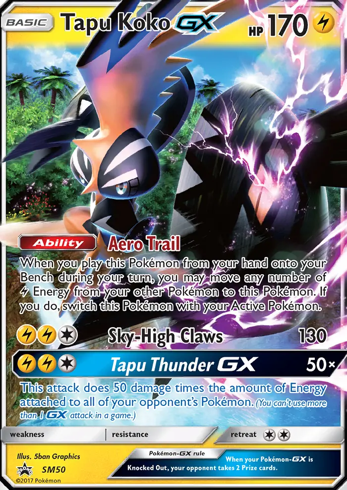 Tapu Koko-GX SM50 card from SM Black Star Promos